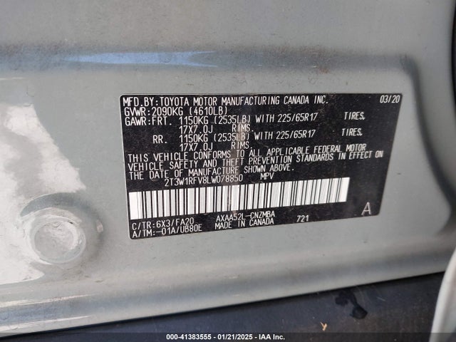 Toyota Rav4 Xle 2020 2T3W1RFV8LW078850 Image 9