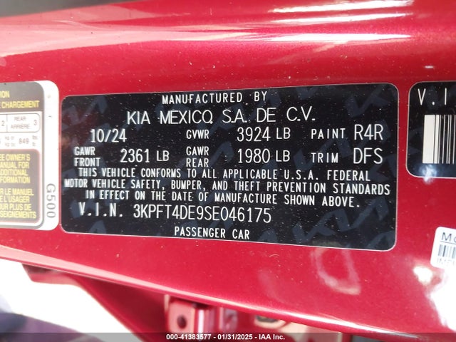 KIA K4 Lxs 2025 3KPFT4DE9SE046175 Image 9
