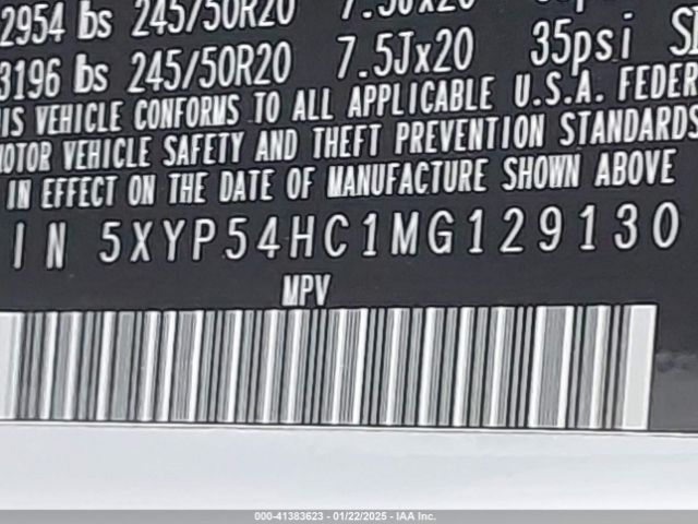 5XYP54HC1MG129130 KIA Telluride Sx