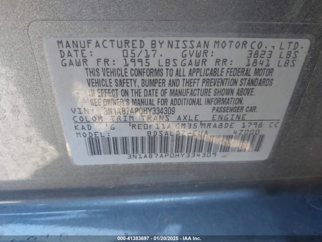 Nissan SENTRA SV 2017 3N1AB7AP0HY334309 Image 9