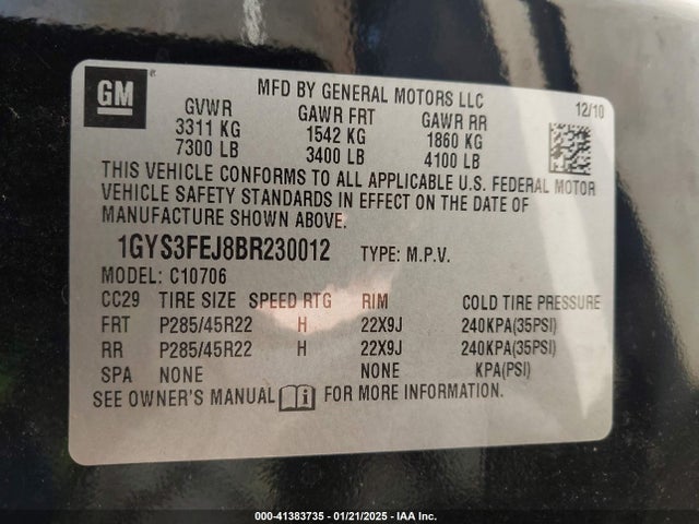 2011 CADILLAC ESCALADE HYBRID 1GYS3FEJ8BR230012 Photo 8