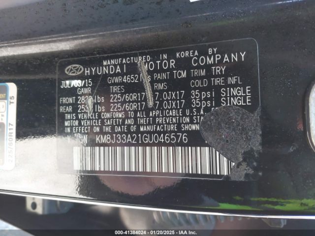 KM8J33A21GU046576 Hyundai Tucson Eco