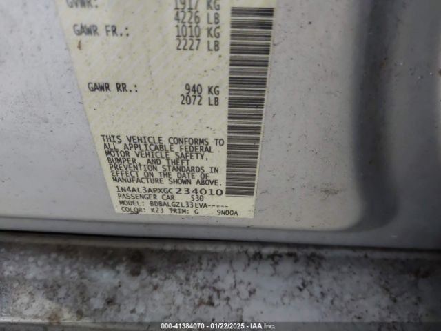 1N4AL3APXGC234010 Nissan Altima 2.5/2.5 S/2.5 Sl/2.5 Sr/2.5 Sv