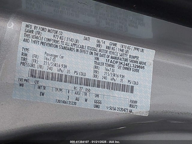 Ford FOCUS SE 2014 1FADP3K24EL329695 Image 9