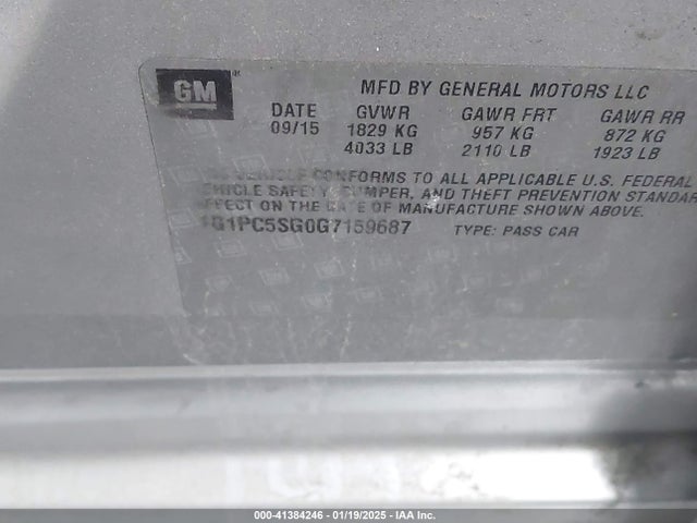 1G1PC5SG0G7159687 Chevrolet Cruze Limited Ls Auto