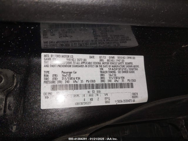 Ford FOCUS SE 2014 1FADP3F21EL109750 Image 9