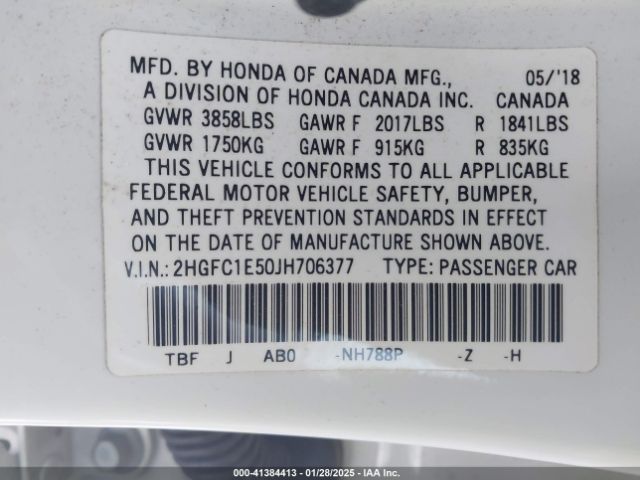 2HGFC1E50JH706377 Honda CIVIC SI