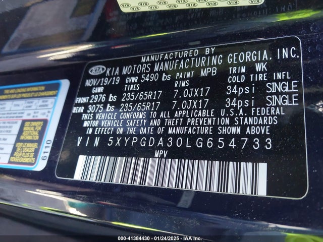 KIA Sorento 2.4l Lx 2020 5XYPGDA30LG654733 Image 9