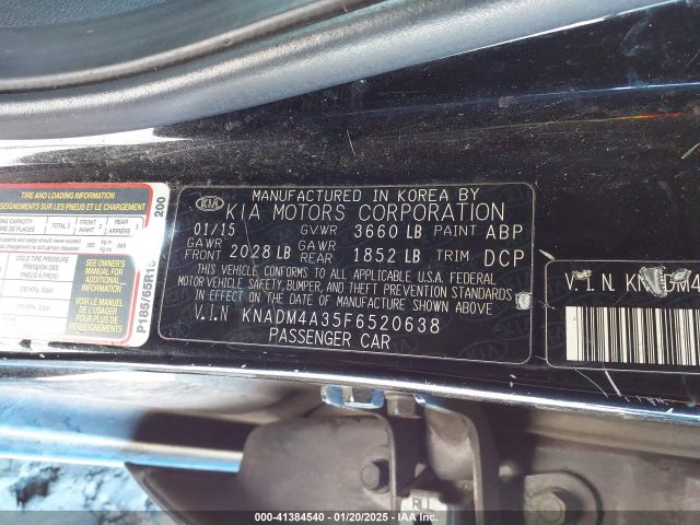 KNADM4A35F6520638 KIA RIO LX