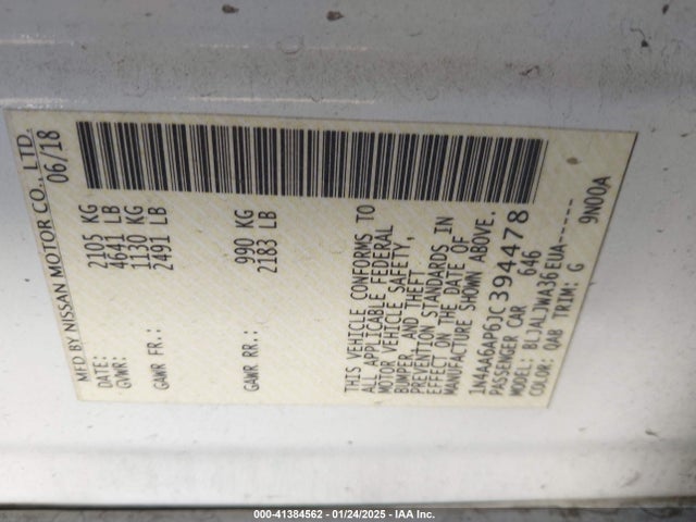 Nissan Maxima 3.5 Sv 2018 1N4AA6AP6JC394478 Image 9