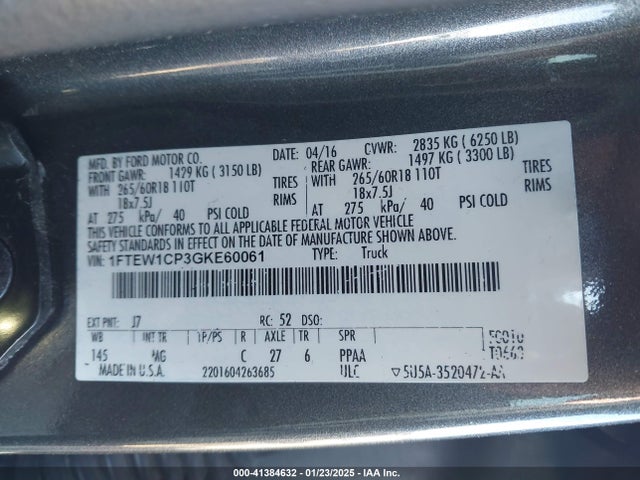 Ford F-150 Xlt 2016 1FTEW1CP3GKE60061 Image 9