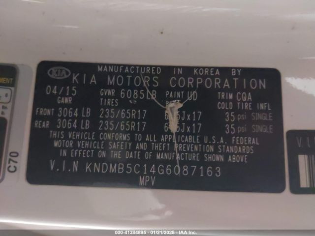 KNDMB5C14G6087163 KIA SEDONA LX