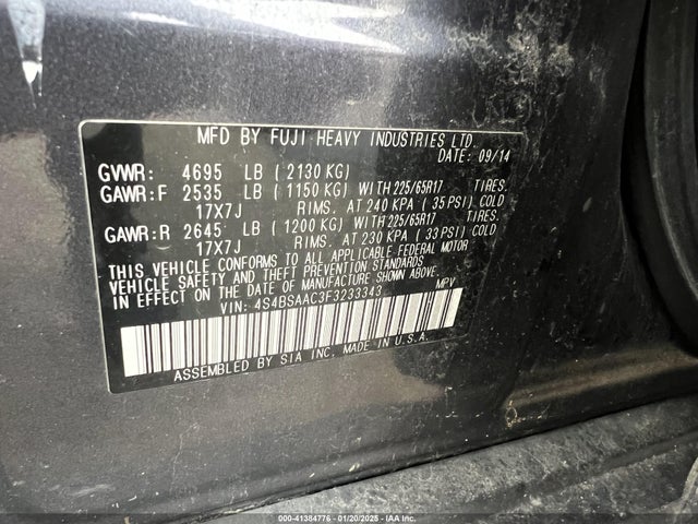 4S4BSAAC3F323334 Subaru Outback 2.5i