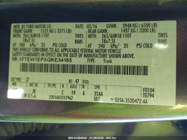 Ford F-150 Xlt 2016 1FTEW1EPXGKE34165 Image 9