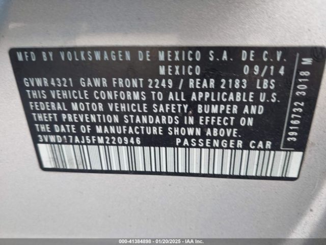 3VWD17AJ5FM220946 Volkswagen Jetta 1.8t Se
