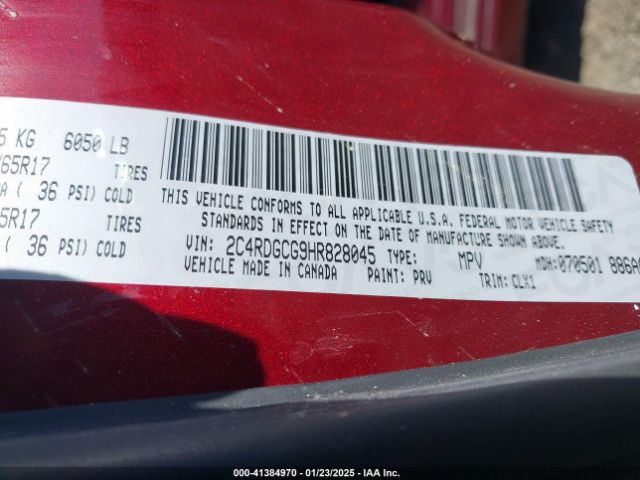 2C4RDGCG9HR828045 Dodge Grand Caravan Sxt