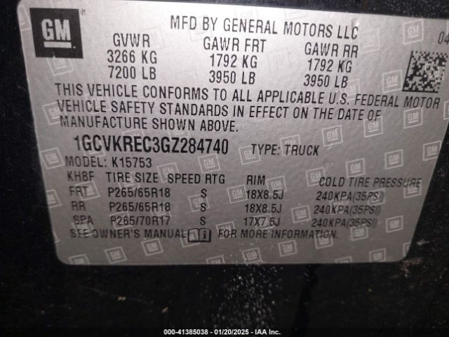1GCVKREC3GZ284740 Chevrolet Silverado 1500 2lt