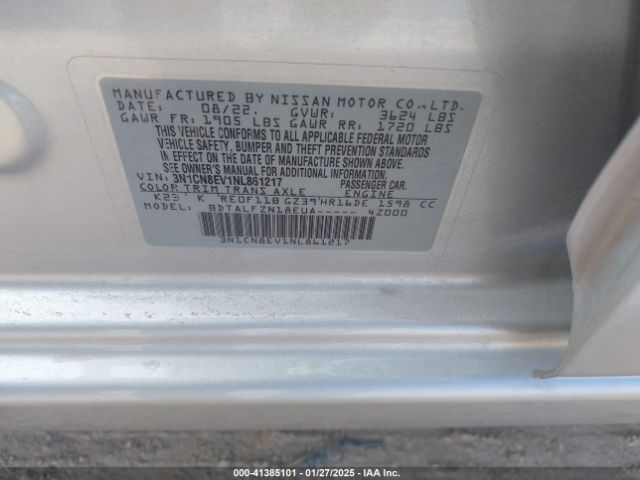 3N1CN8EV1NL861217 Nissan Versa 1.6 Sv Xtronic Cvt