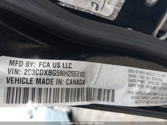 2C3CDXBG5NH255710 Dodge Charger Sxt Rwd
