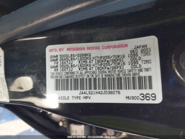 2002 MITSUBISHI MONTERO SPORT JA4LS21H42J036076 Photo 8