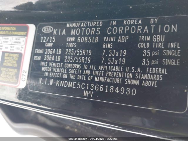 KNDME5C13G6184930 KIA Sedona Sx Luxury