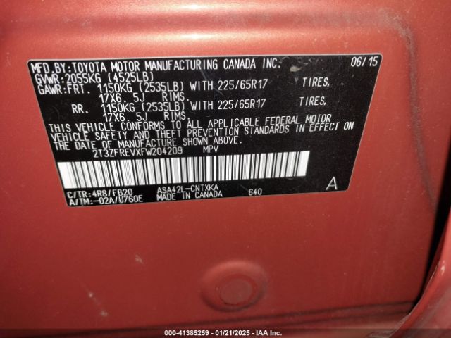 2T3ZFREVXFW204209 Toyota RAV4 LE