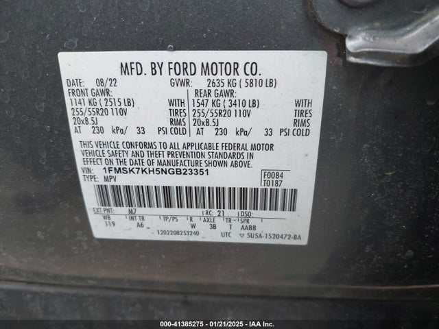 Ford Explorer St-line 2022 1FMSK7KH5NGB23351 Image 9