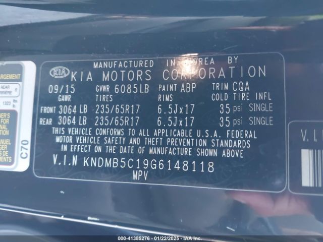 KNDMB5C19G6148118 KIA SEDONA LX