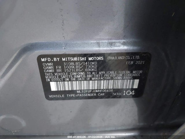 Mitsubishi MIRAGE G4 2021 ML32FUFJ0MHF06438 Image 9