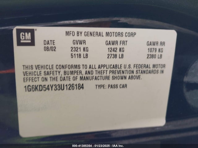 2003 CADILLAC DEVILLE 1G6KD54Y33U126184 Photo 8