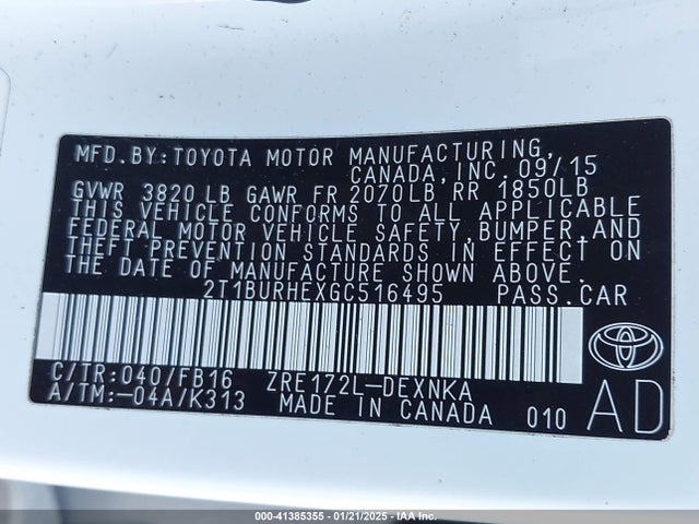 Toyota COROLLA LE 2016 2T1BURHEXGC516495 Image 9
