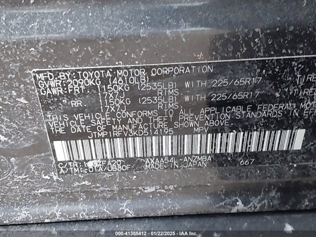 Toyota Rav4 Xle 2019 JTMP1RFV3KD514195 Image 9