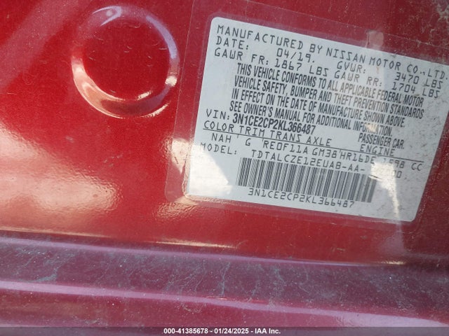 Aukcja sprzedaży 2019 Nissan Versa Note S, vin: 3N1CE2CP2KL366487, numer aukcji: 41385678