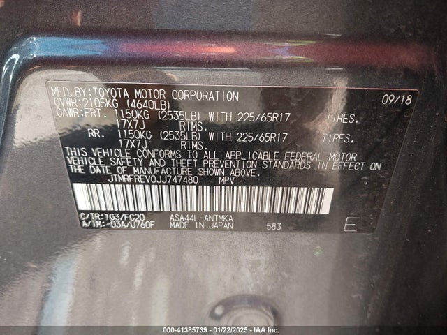 JTMRFREV0JJ747480 Toyota Rav4 Adventure/xle