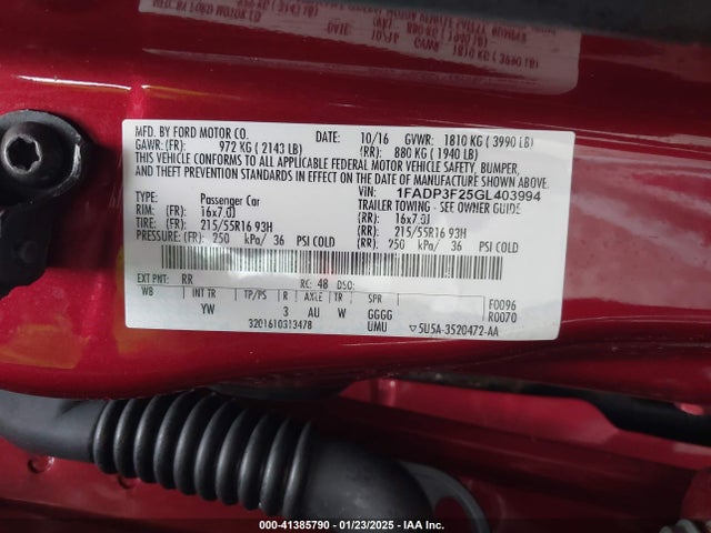 Ford FOCUS SE 2016 1FADP3F25GL403994 Image 9
