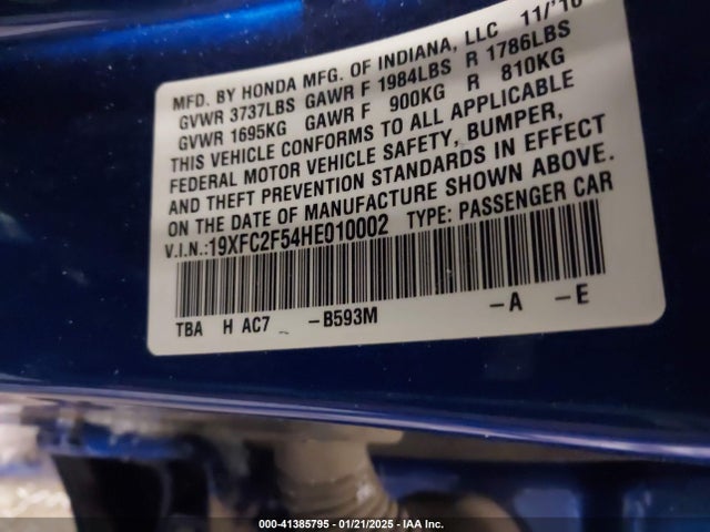 Honda Civic Lx 2017 19XFC2F54HE010002 Image 9