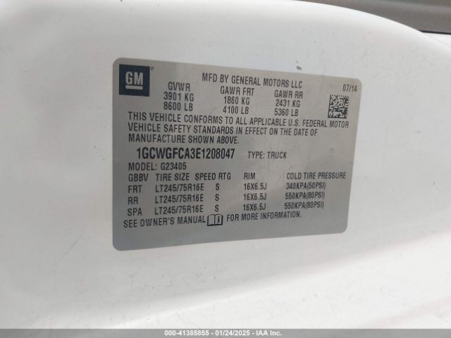 1GCWGFCA3E1208047 Chevrolet Express 2500 Work Van