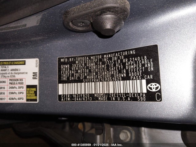 Toyota COROLLA LE 2020 5YFEPRAE1LP051629 Image 9