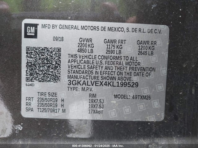 2019 Gmc Terrain Slt მანქანა იყიდება აუქციონზე, vin: 3GKALVEX4KL199529, აუქციონის ნომერი: 41386062