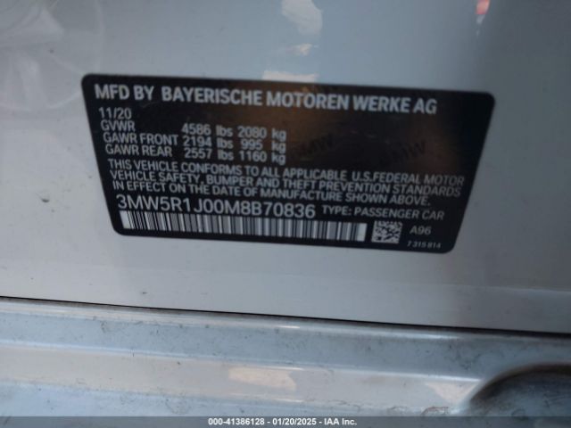 3MW5R1J00M8B70836 BMW 330I