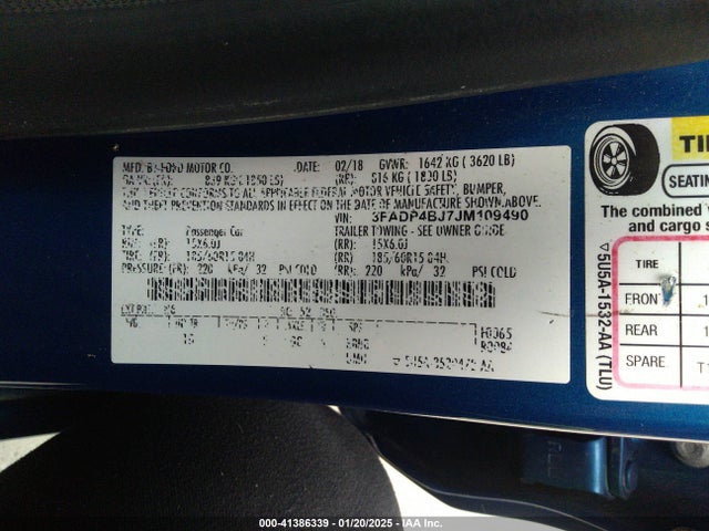 Ford FIESTA SE 2018 3FADP4BJ7JM109490 Image 9