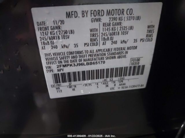 2FMPK3J96LBB65170 Ford EDGE SEL
