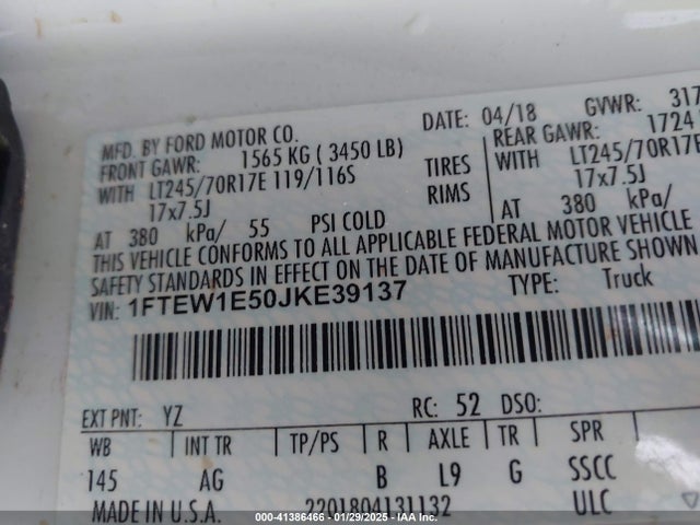 Ford F-150 Xl 2018 1FTEW1E50JKE39137 Image 9