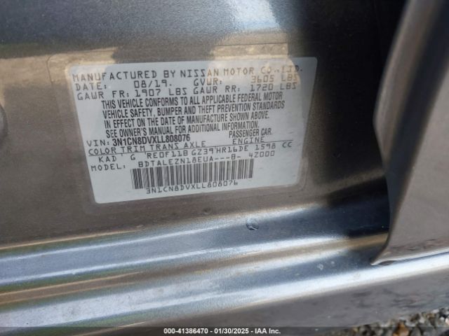 3N1CN8DVXLL808076 Nissan Versa S Xtronic Cvt