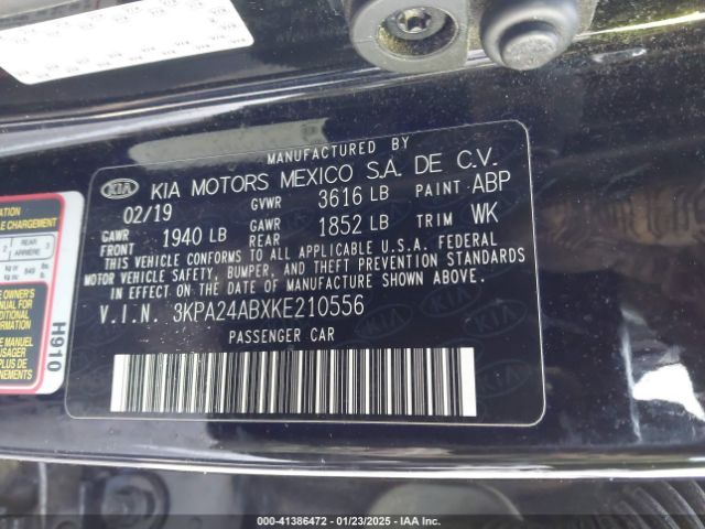 3KPA24ABXKE210556 KIA RIO LX