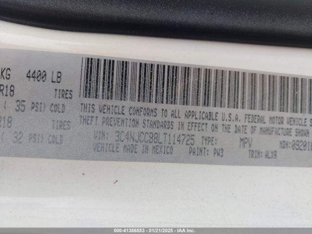 3C4NJCCB8LT114725 Jeep Compass Limited Fwd