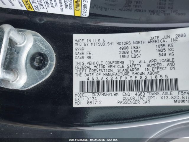 2009 MITSUBISHI ECLIPSE 4A3AK24FX9E021055 Photo 8