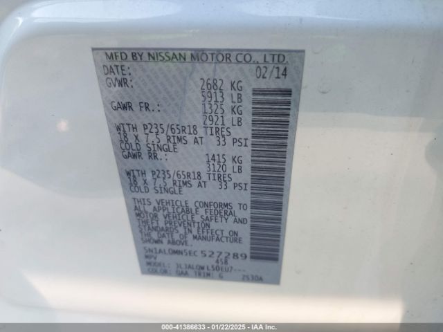5N1AL0MN5EC527289 Infiniti QX60