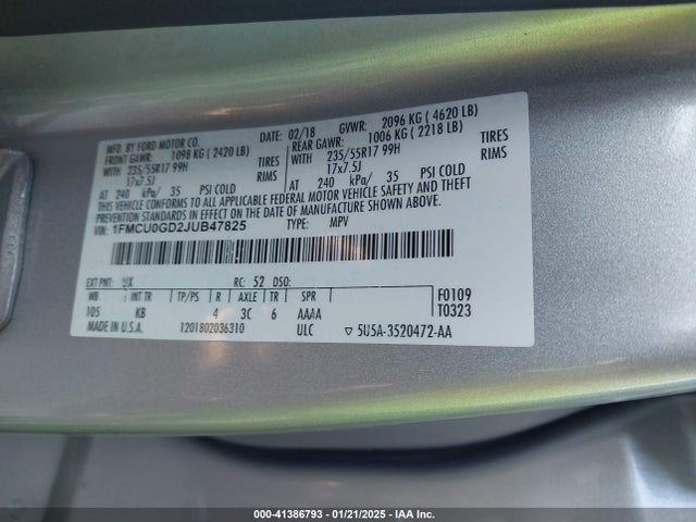 1FMCU0GD2JUB47825 Ford ESCAPE SE