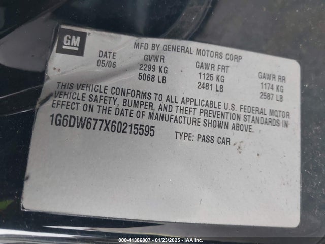 2006 CADILLAC STS 1G6DW677X60215595 Photo 8